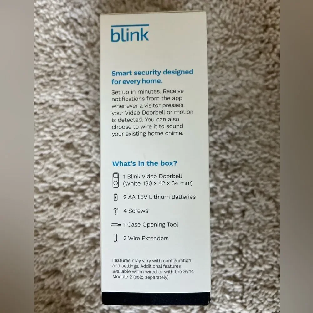 Blink Video Doorbell 2Way Audio HD Video Motion & Chime Wireless/Wired-White